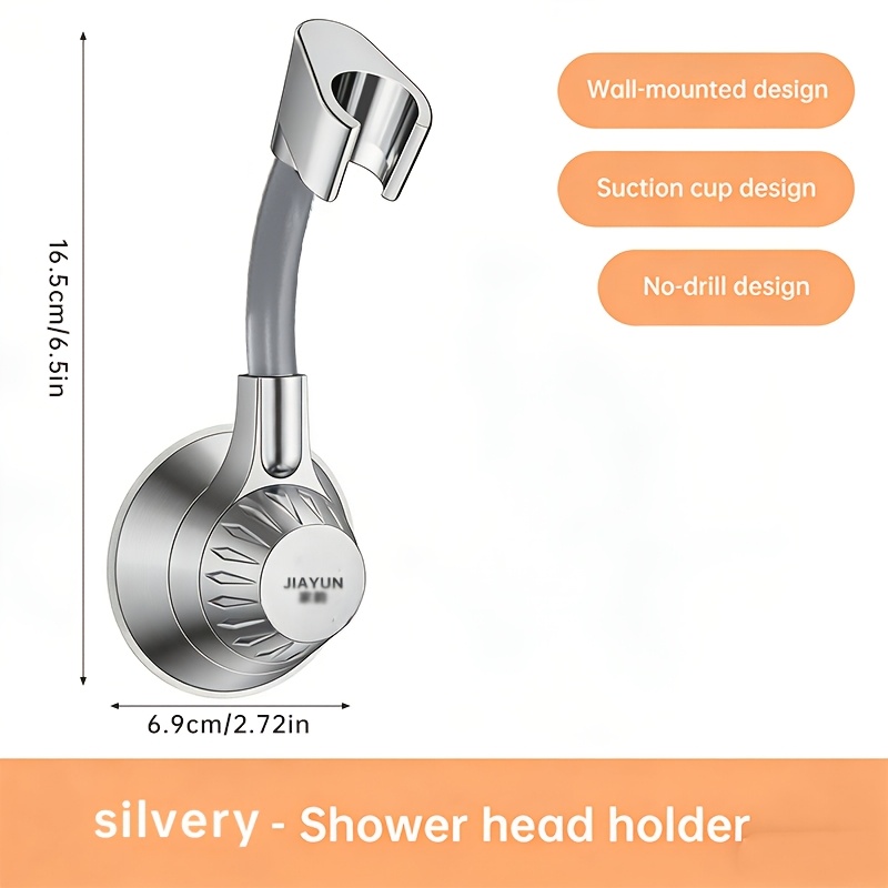 1pc Adjustable Shower Suction Cup Holder, Bathroom Wall-mounted Handheld Showerhead Bracket – Abs Plastic, No Drilling Required – , Summer Bathroom Shower Fixtures
