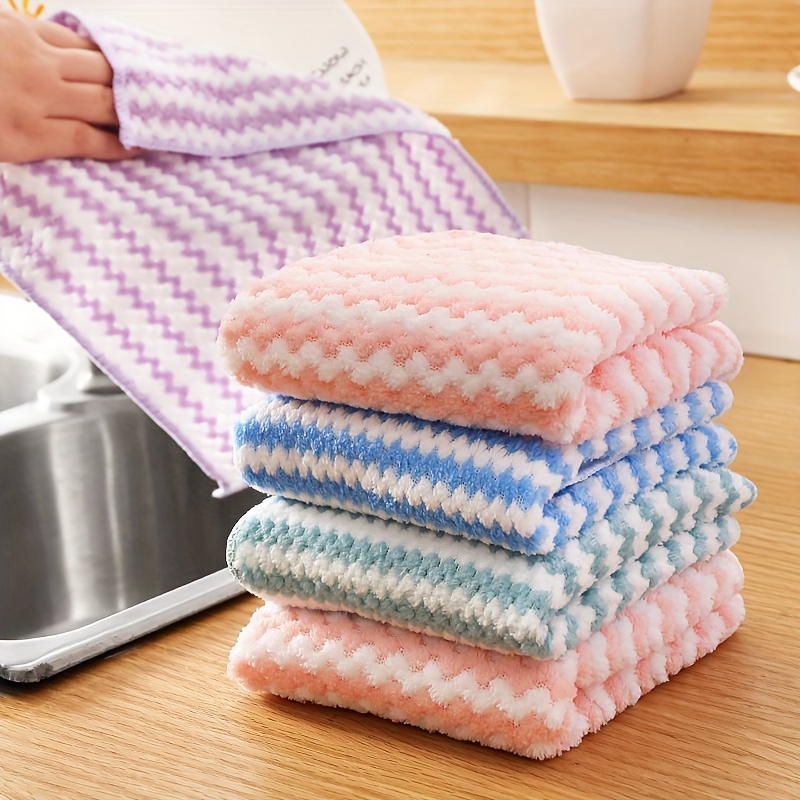 

5 Cleaning Cloths For , Kitchen, Car, , Reusable Towels, Microfiber Cleaning Cloths, 3 Color Of Cleaning Towels