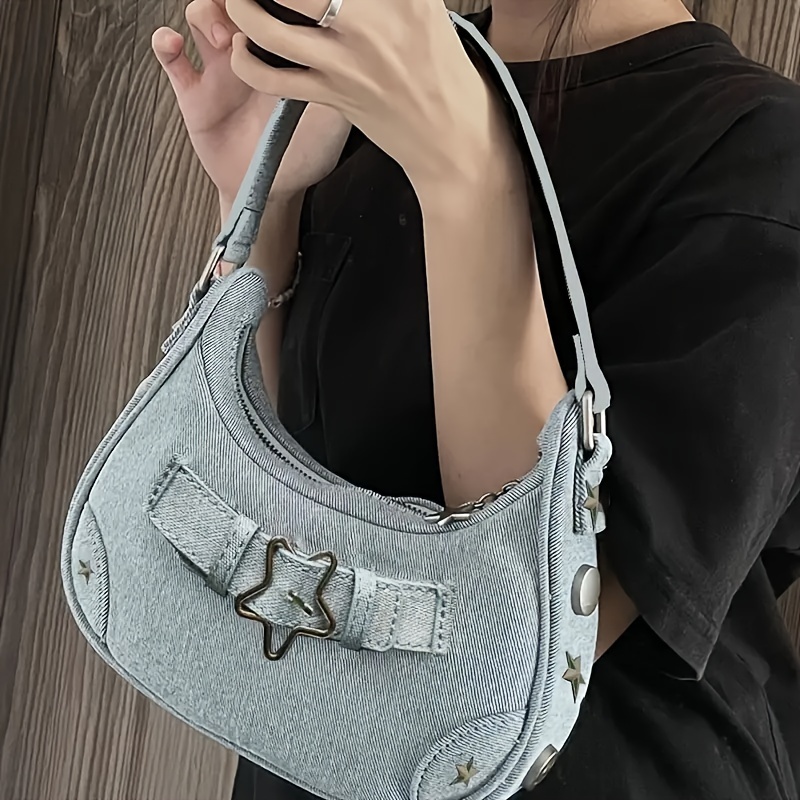 Y2k Hot Girl Handbag Retro Star Zipper Shoulder Bag Portable - Temu