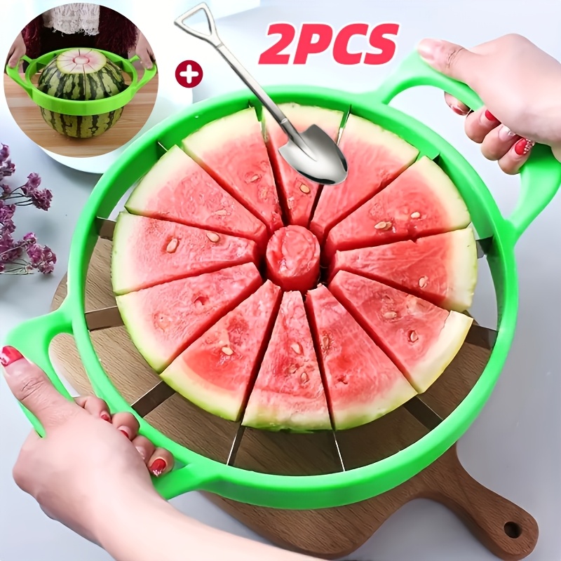TEMU 2pcs Stainless Steel Watermelon Cutter Set – A Creative Reusable Fruit Separator, Perfect For Home Use, Kitchens, Parties, For Cutting