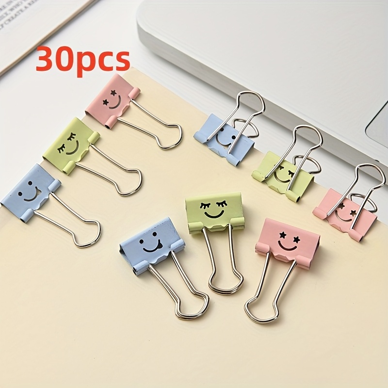E-shop 30 Stück Ordner, 32 mm Smile Ordner, Schul- und Bürobedarf, Metallstruktur, geeignet für Heim- und Büroorganisation, Bastelarbeiten und lustige