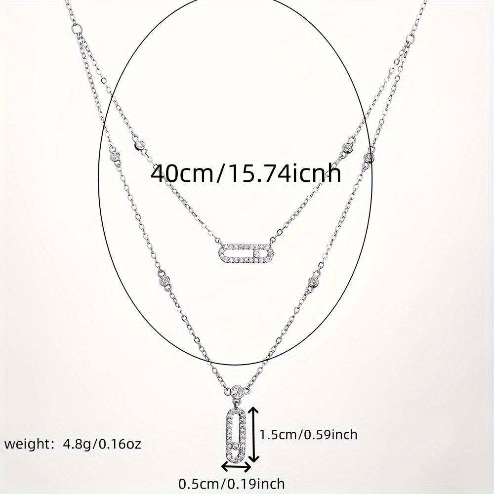 Elegant Geometric Paperclip Pendant Necklace with Cubic Zirconia - Perfect for Weddings & Parties, All-Season Wear details 4