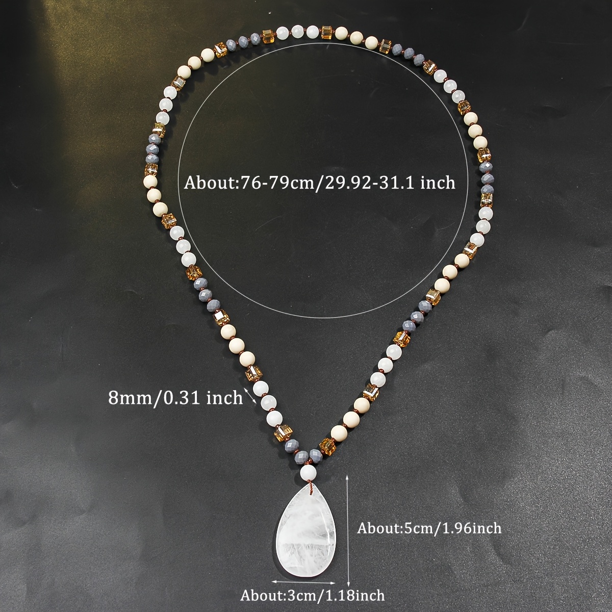 Natural Stone Beads Necklace with Hand-Rolled Beads for Women
