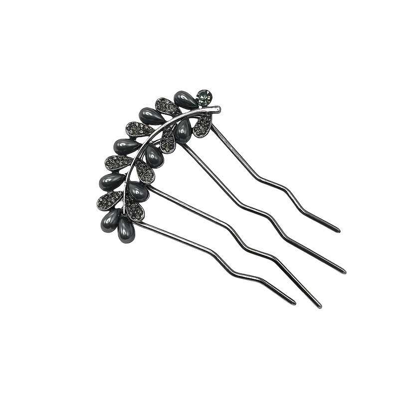 TEMU Moño con horquilla para la parte posterior de la cabeza, elegante adorno para el cabello, diamantes de , peine de pelo de perlas de de calidad,