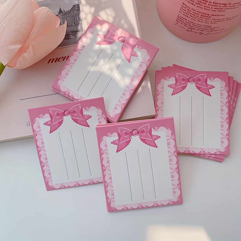 TEMU 50pcs Pink Lace Bow Paper Hair Clip Display Cards, Suitable For Hair Clips, Hair Accessory Claw Clips, Headwear Packaging, Jewelry Storage Box