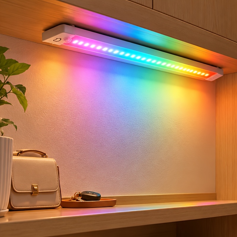 TEMU Lampada USB con di , luce LED sottopensile, luce da parete RGB ricaricabile USB , barra luminosa dimmerabile senza foratura per cucina armadio