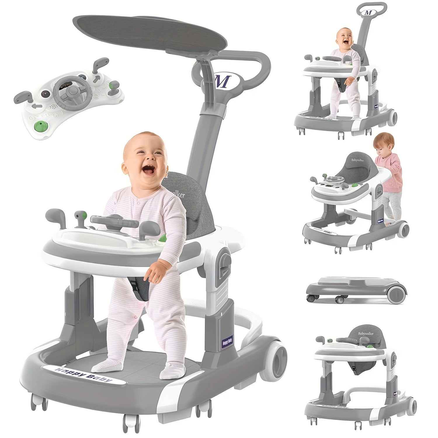 

Baby Walkers, 5 Baby Walker With Wheels, Walker For Babies 4-height Baby Walkers And Activity Center For Boys Girls, Baby Walkers For Babies 6-36 Months, Baby Walkers And Activity Center (grey)