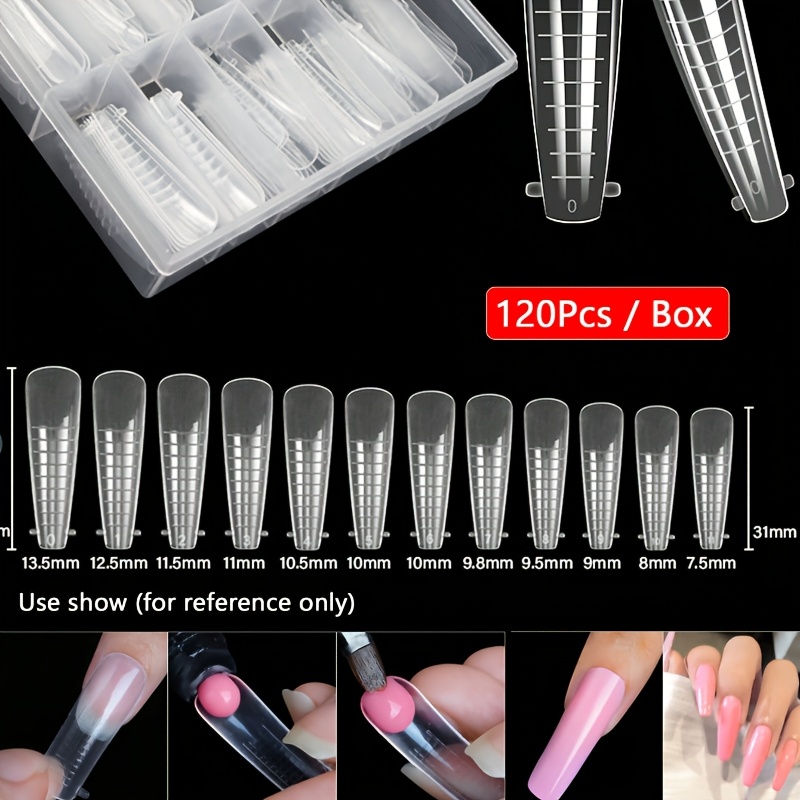 

120pcs Dual Form Nail Extension Mold Kit For Uv Gel - Quick & , Clear Acrylic With Scale, Includes 12 Sizes For , Odorless - Ideal For Diy , Nail Care