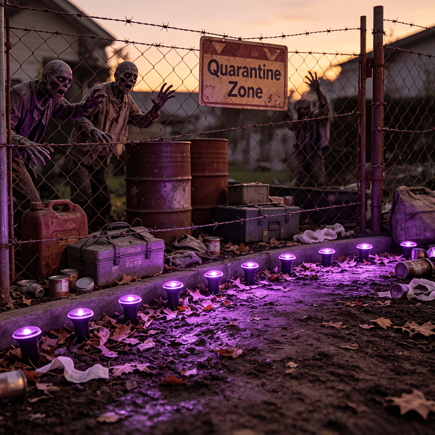 TEMU 30 Pack Halloween Purple Led Pathway Lights, Ip54 Solar Ground Spotlights For Outdoor Spooky Yard Decor, 25.9 Inch Scary Purple Landscape