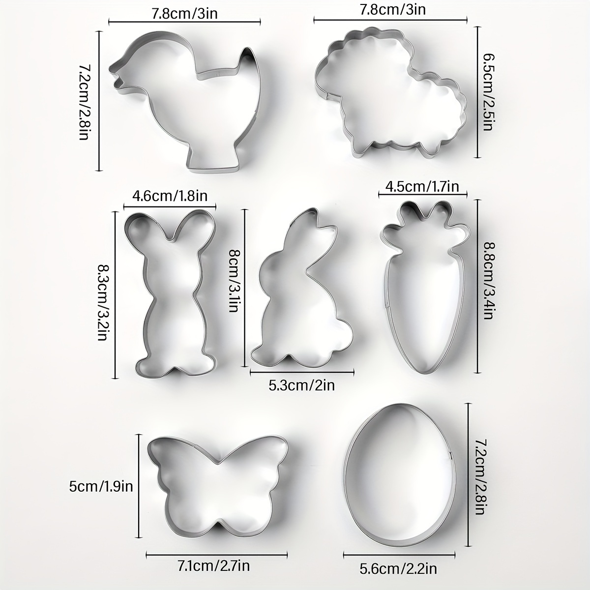 Image of 7pcs Easter Cookie Cutters Set, Stainless Steel Bunny, , Egg Shapes Pastry Baking Diy Embossing Molds For Homemade
