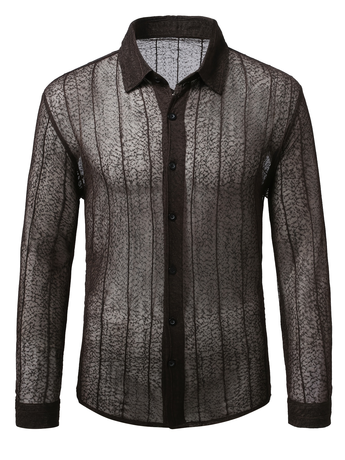 mens sheer button up shirt sold on Temu Canada