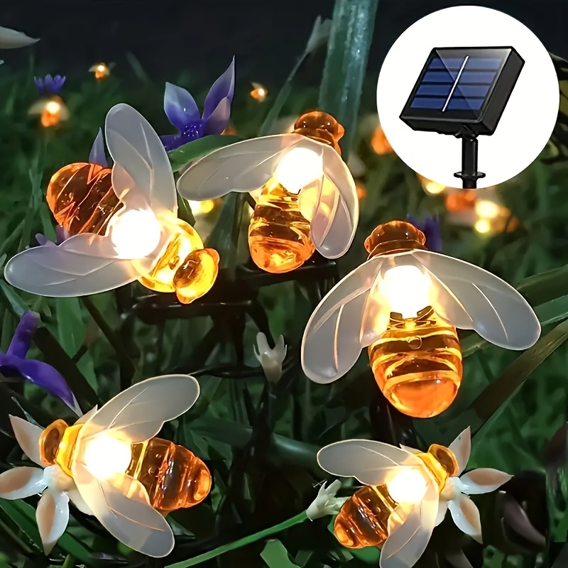 Guirnalda de luces LED con forma de abeja de plástico, estilo pastoril cálido y acogedor, decoración para fiestas y festivales, uso en interiores como dormitorio y exteriores como balcón, no incluye soporte ni bombilla