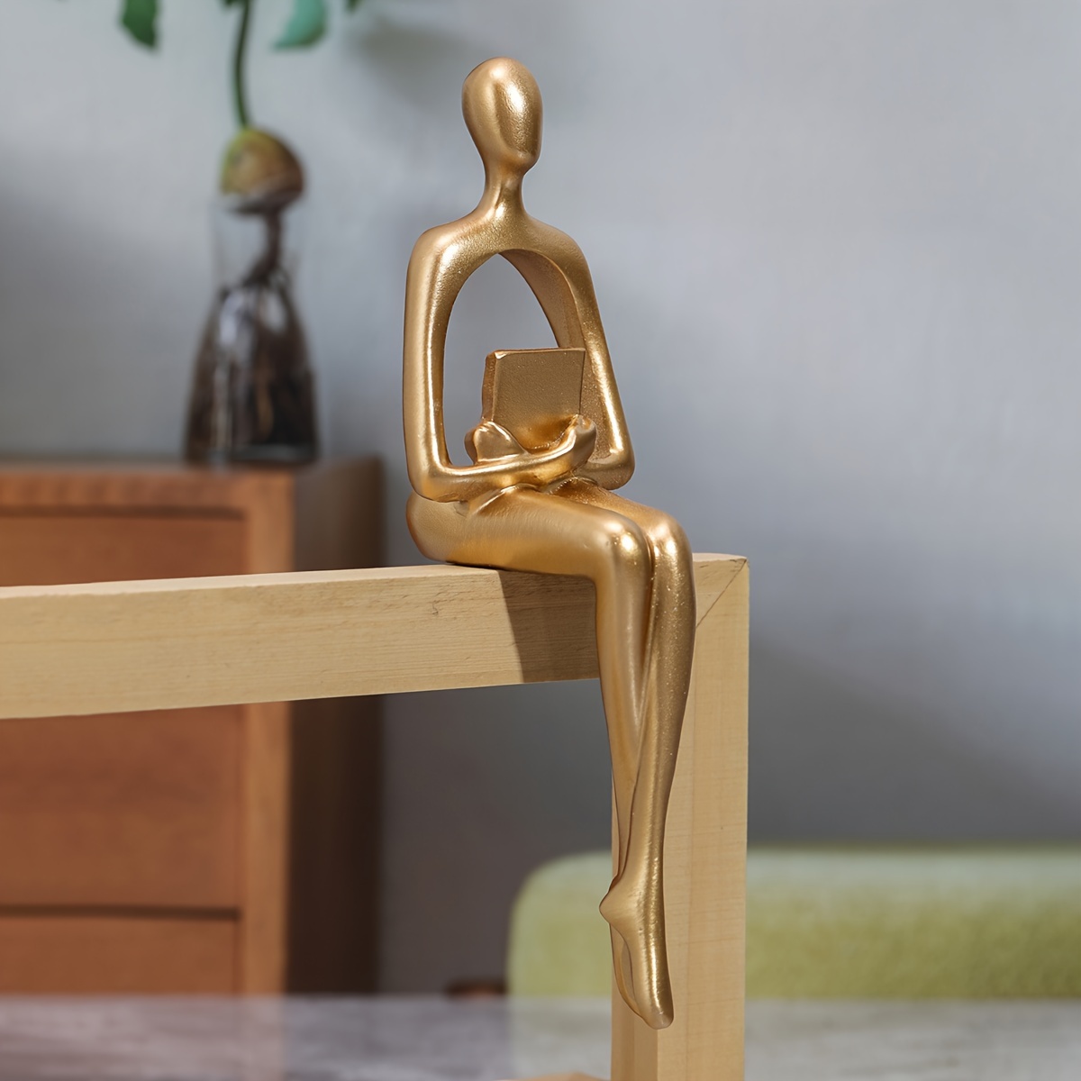 Image of 1pc Nordic Table Edge Sitting Abstract Reading And Thinking Figure Home Decoration Ornament