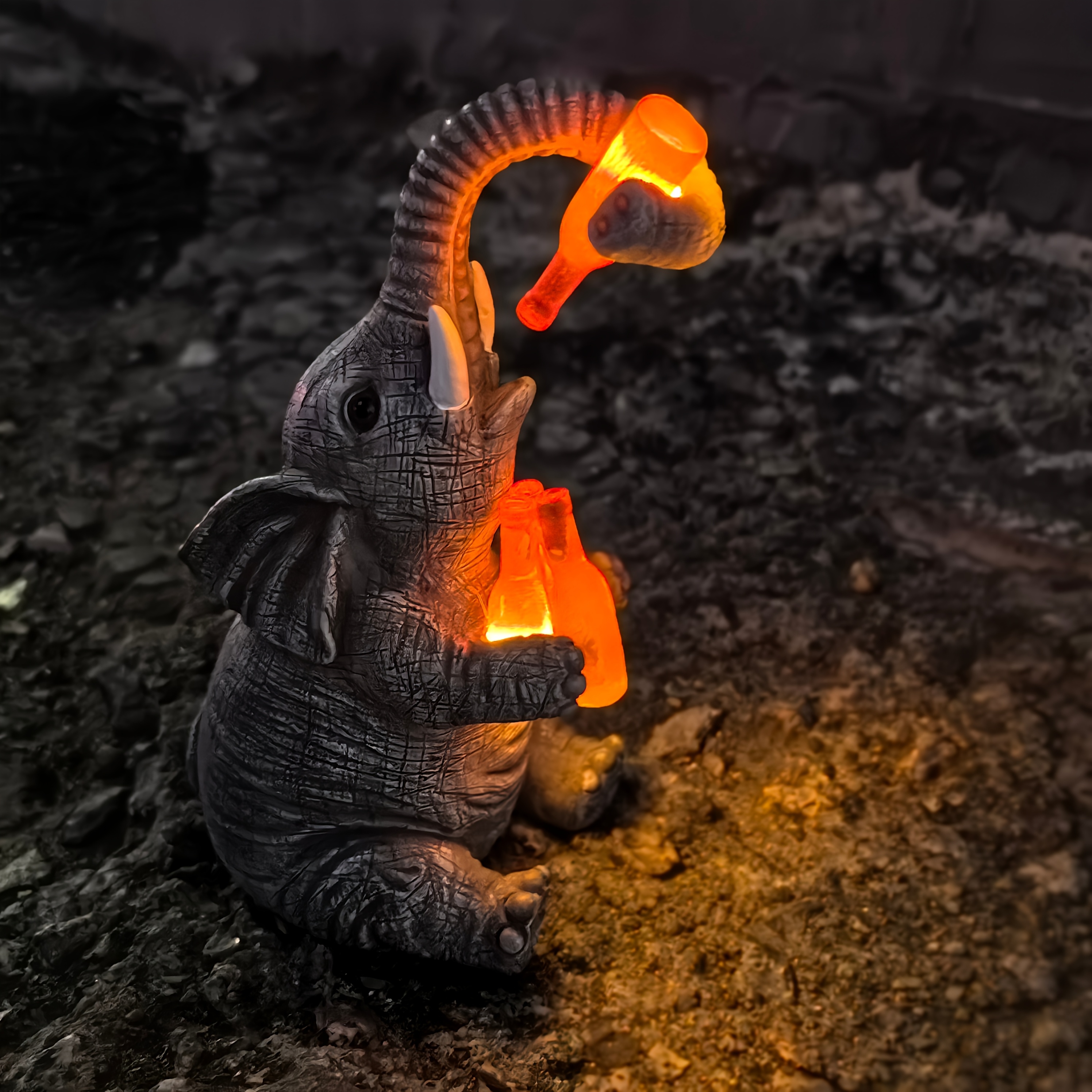 TEMU Holiday Gift For Mother, Wife, Daughter, Or Birthday - A Cute Drinking Elephant Statue With Solar Light, Suitable For Outdoor Garden Decoration,