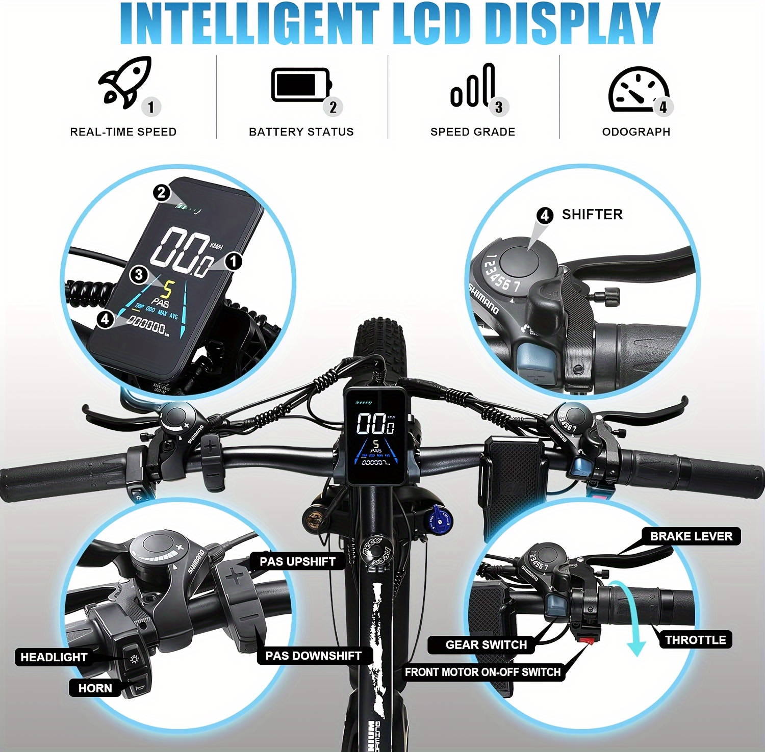 26 electric bike for adults,   electric scooter with 48v 1104wh removable lithium-ion battery, 500w brushless motor, 19mph, up to 50 miles, electric dirt bike, dual motor Product details 7