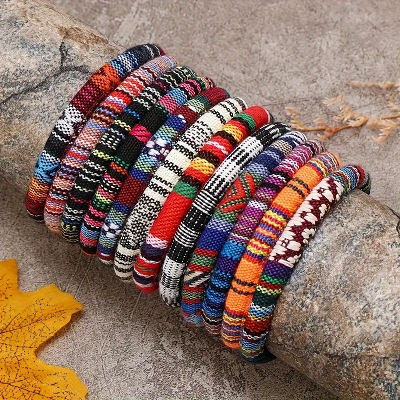 

12 Pcs Hot Selling Handmade Cotton Bohemian Color Hand Rope Enthusiasm And Vitality Unisex Bracelet, Suitable For Daily Wear, Gift For Her/him, Woven Handmade Gifts