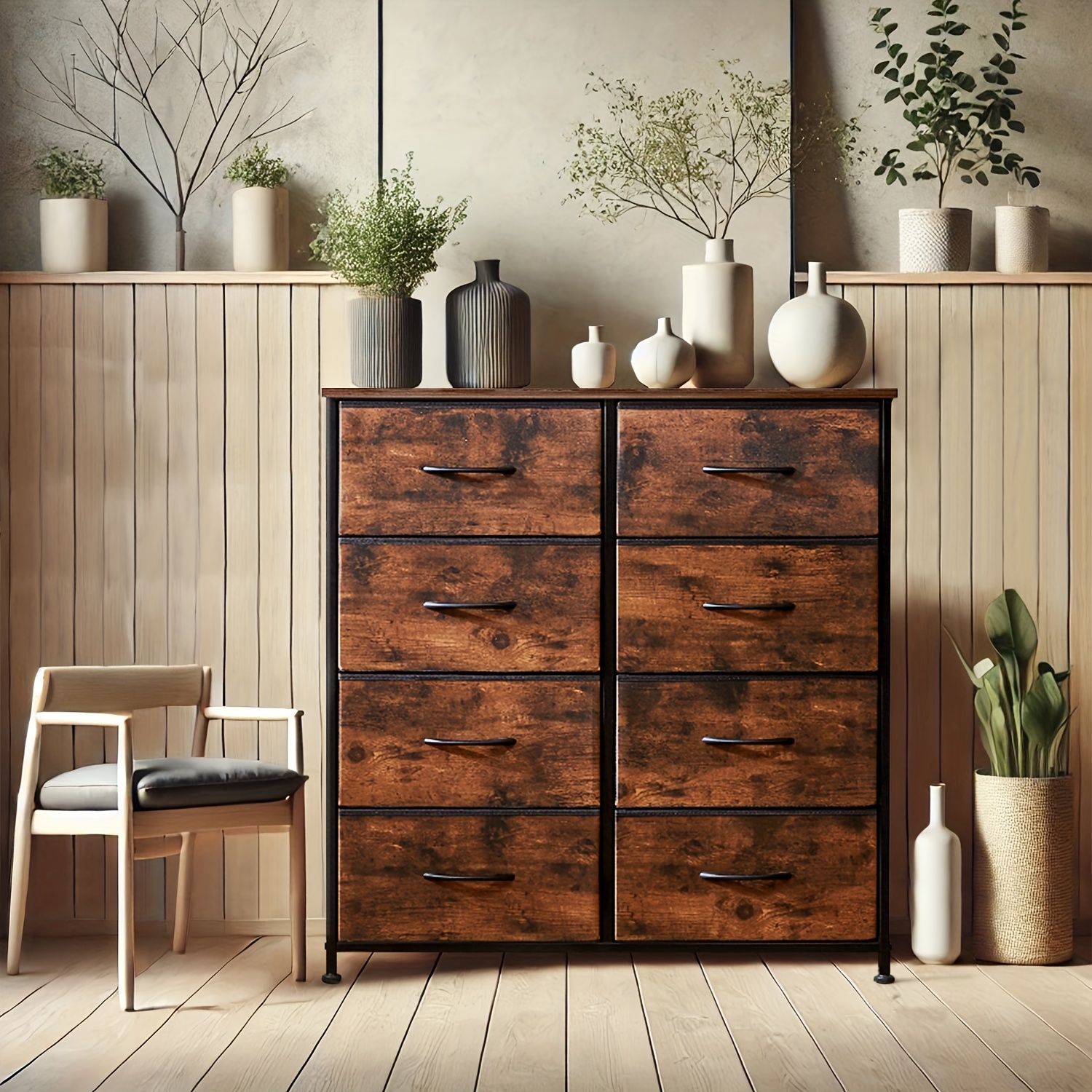 TEMU Drawer Dresser - Bedroom Dresser And Dining Room Cabinet, Dresser With 8 Drawers, Fabric Dresser With Sturdy , Perfect For Bedroom, Living Room,