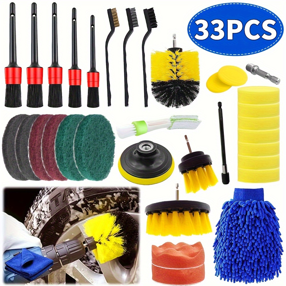 

33pcs/set Car Detailing Kit, Car Detailing Brush Set, Auto Detailing , Car Detailing Brushes, Car Wash Kit, Car Accessories, Car Cleaning Tools Kit For Interior, Exterior, Wheels