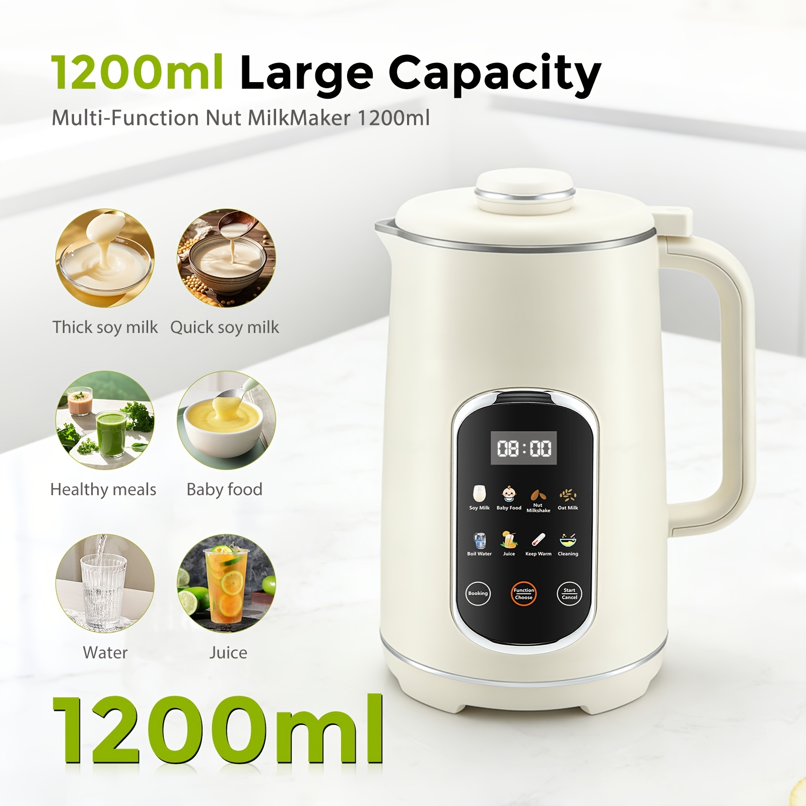 Image of 1400ml With 16 & 9 Functions, Soy Milk Machine For Almond, Oat, & Grain Drinks, & Timer