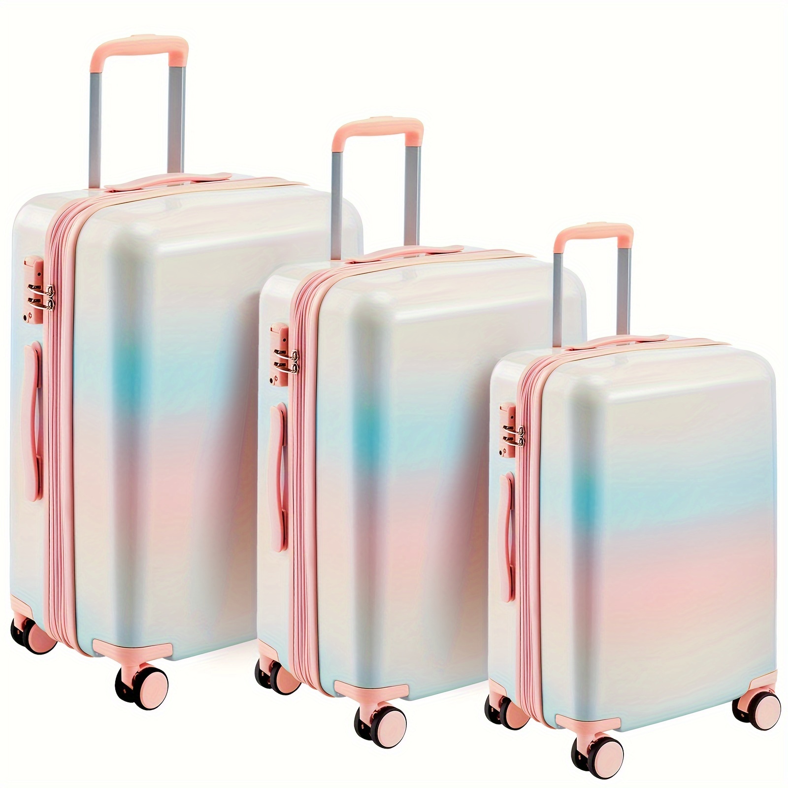 

3-piece Durable Hardshell Pc Luggage Set - Smooth-glide 8-wheel Spinners With Tsa Lock - Ultra-lightweight & Secure, Perfect For All Your Travel Needs