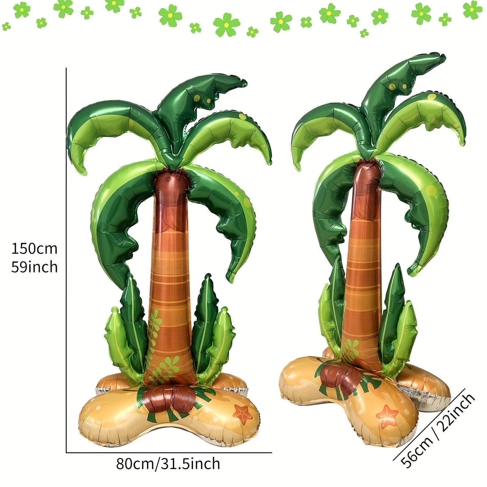 Image of 1pc 59 Inch Large Standing Coconut Tree Balloon, Suitable For Summer Party Decoration, Beach Party, Hawaiian Theme Decoration, Birthday Decoration For Christmas, Halloween