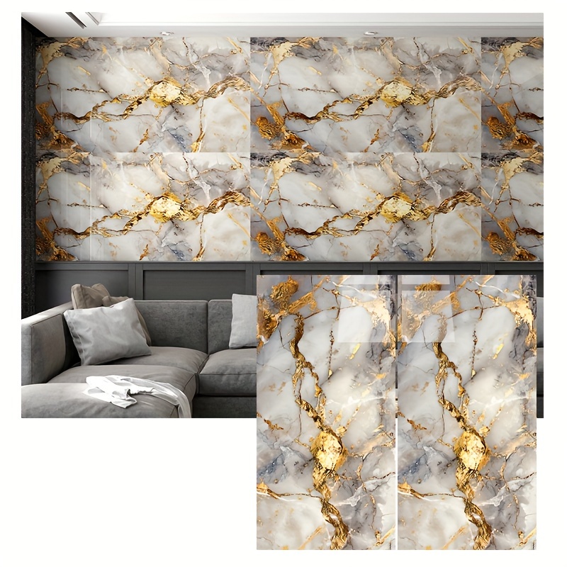 

Luxury 3d Marble Effect Wall Panels, Pvc Self-adhesive, Waterproof, Easy-clean For Kitchen And Bathroom – Stick-on Tiles For Living Room, Bedroom, Home Decor