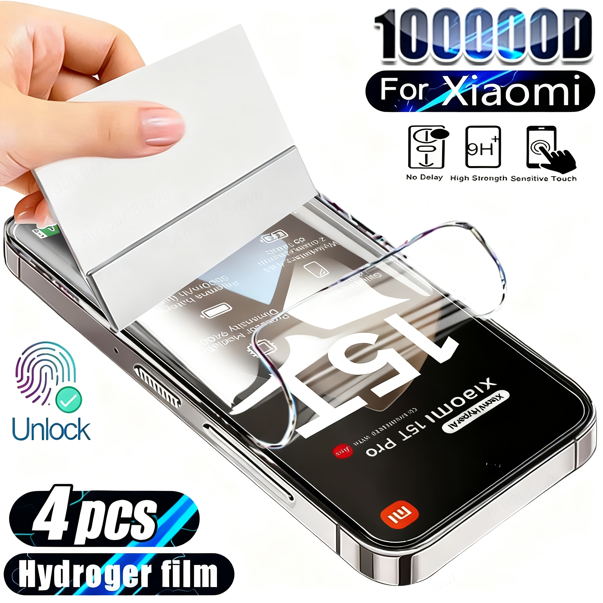 TEMU Pack de 4 Protections d'Écran en Film Hydrogel Couverture Totale Compatible avec Xiaomi Mi 15T 14T Pro 15 14 13 13T 12T 11T 11 Lite 5G NE Redmi
