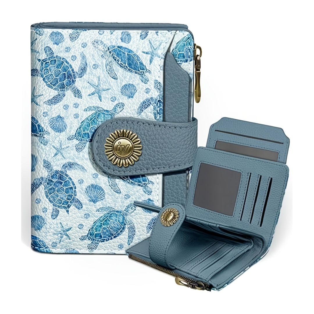 TEMU Small Wallet Women's Rfid Shielded Double-fold Credit Card Holder, Zipper Change Bag,, Compact, Travel, 4 Id Card Pockets, 14 Card Slots, ,