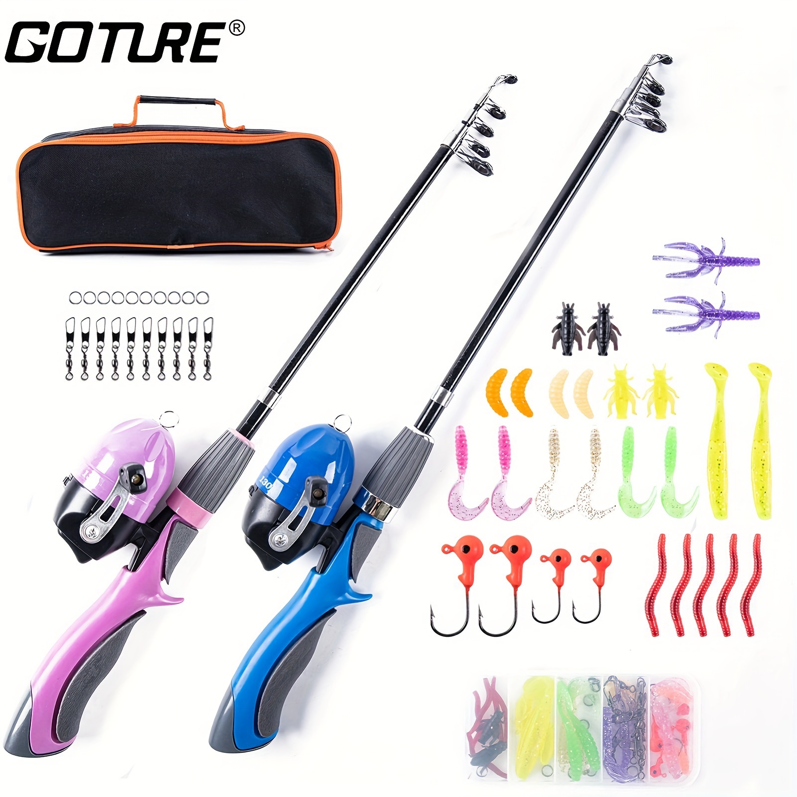 

Fishing Pole Set - Portable Telescopic Rod, 130cm/51in, Lure & Reel Combo Kit