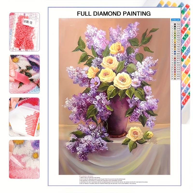 

5d Diy Artificial Diamond Painting Frameless Flower Pattern Diamond Painting For Living Room Bedroom Decoration 30*40cm