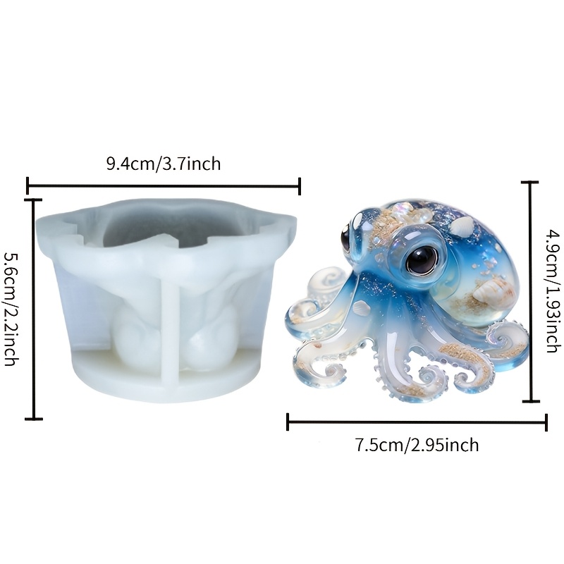 TEMU Resin Casting Mold: 3d Ocean-themed Transparent Octopus Silicone Mold - And Easy To Demold; Ideal For Crafting Resin Ornaments, Soaps, And