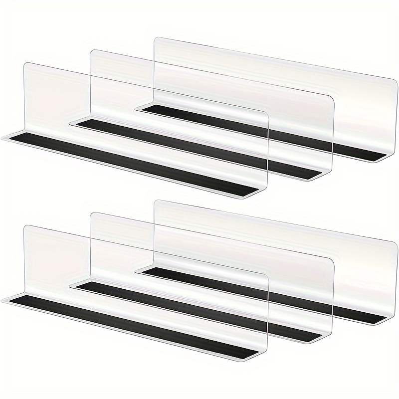 

6pcs Clear Magnetic Shelf Dividers - Organizer For Bedroom, Kitchen, Office & Supermarket - Sleek With Black For Easy Organization, Shelf Dividers