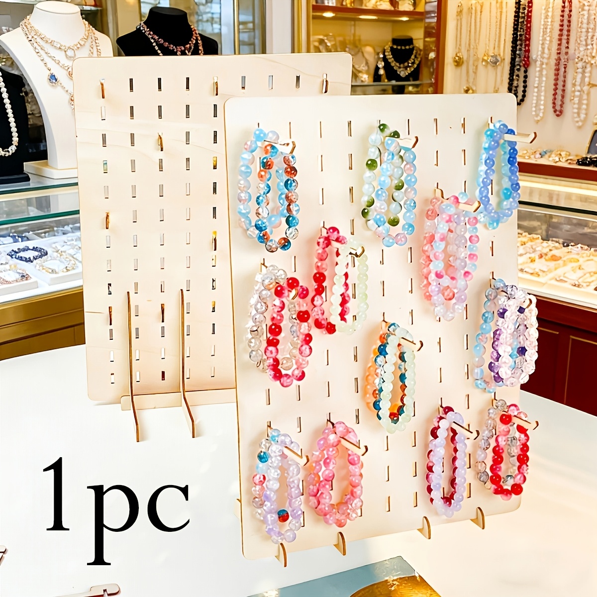 Wooden Jewelry Display Stand with 20 Hooks