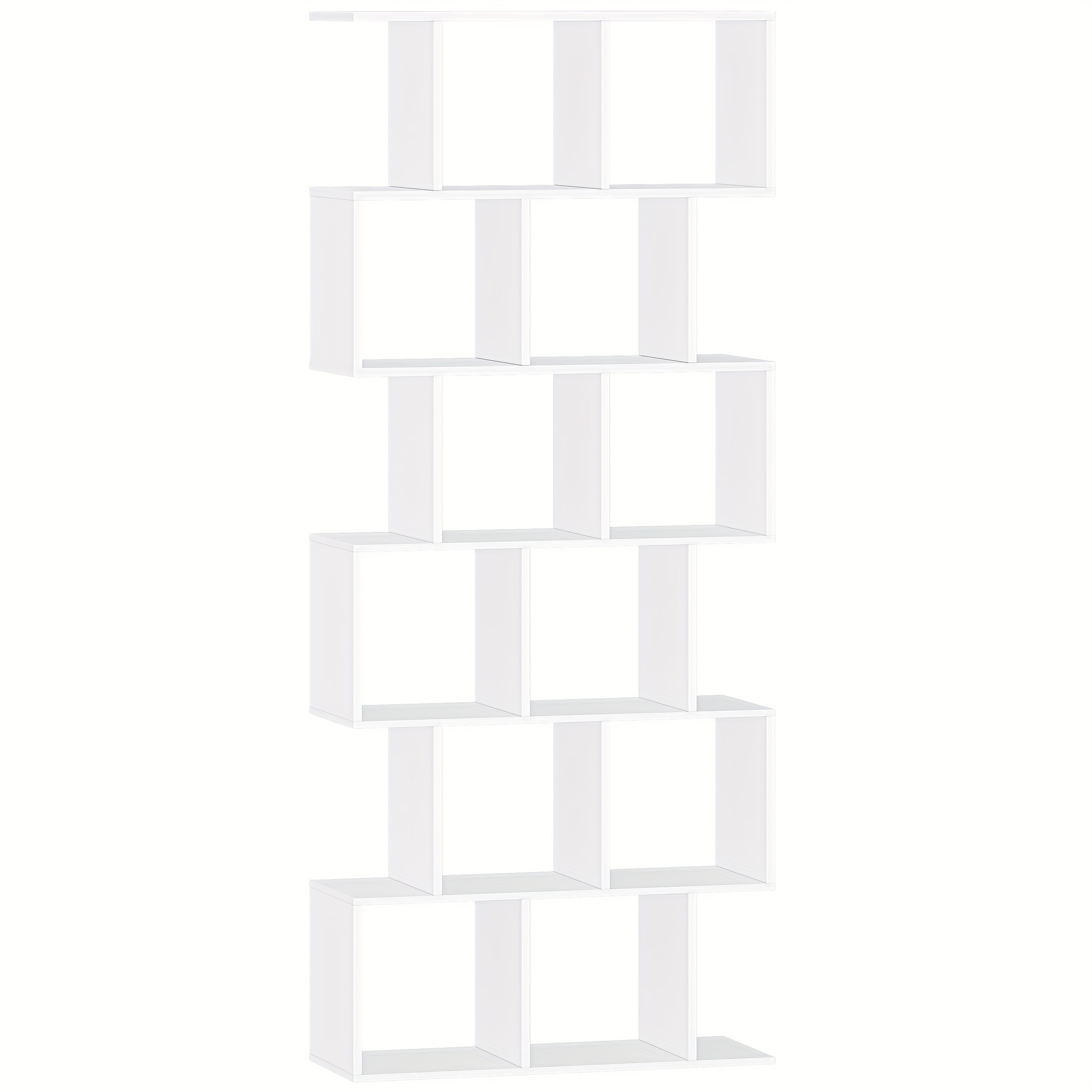 Image of Bookcase, 6 Tier Office Shelf, Display Shelf, Bookcase, Standing Shelf For Living Room, Bedroom, Office, Modern, 29 X 78.6 X 188.4 Cm, White