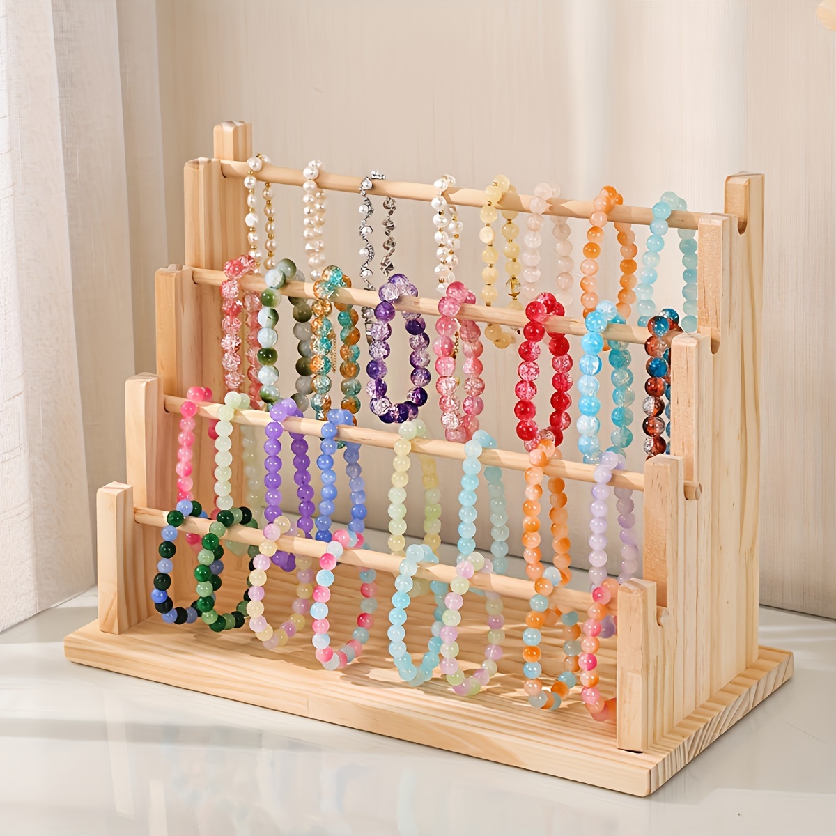 TEMU Elegant Wooden Jewelry Display Stand - Necklaces, Bracelets & Earrings - Ideal Gift For Women And S,jewelry Making Display & Packaging Supplies,beading&jewelry Making