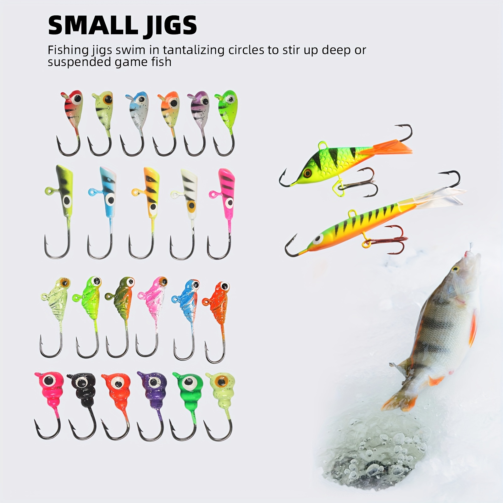 25pcs/box Ice Fishing Jigs, Mini Lead Head Hook, VIB * Bait, Ice Fishing  Tackle