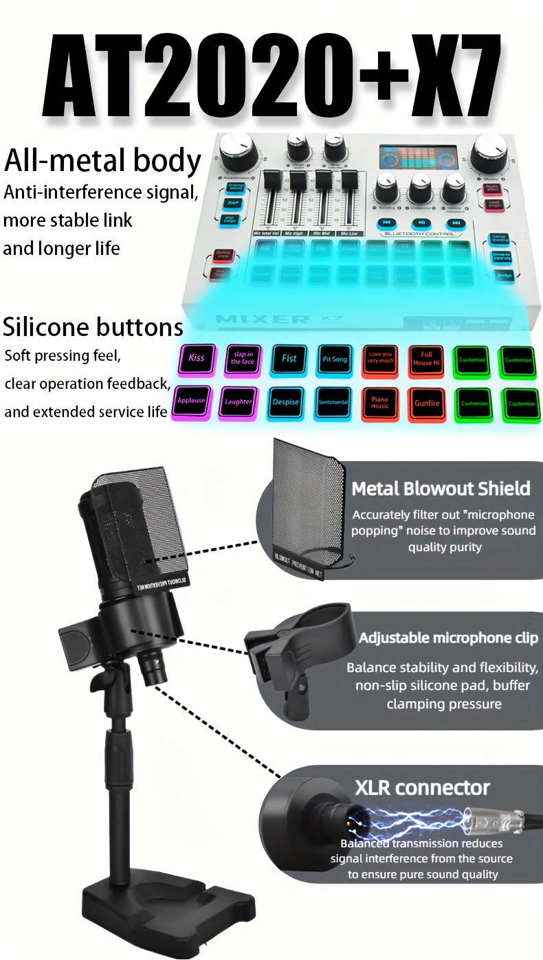 x7 mixer mic professional live streaming audio kit - Temu Mauritius