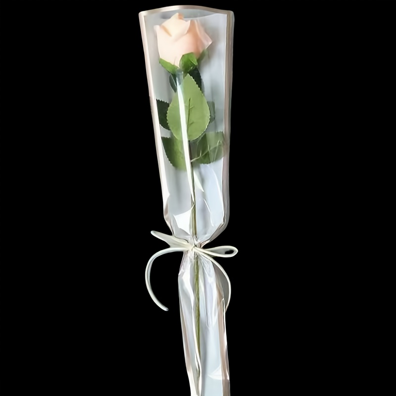 TEMU 10/25/40pcs Cadre Facile Bord Doré Rose Sac Sac d'Emballage de Fleurs Papier OPP Adapté à Diverses Fleurs Tulipes Carnations Etc