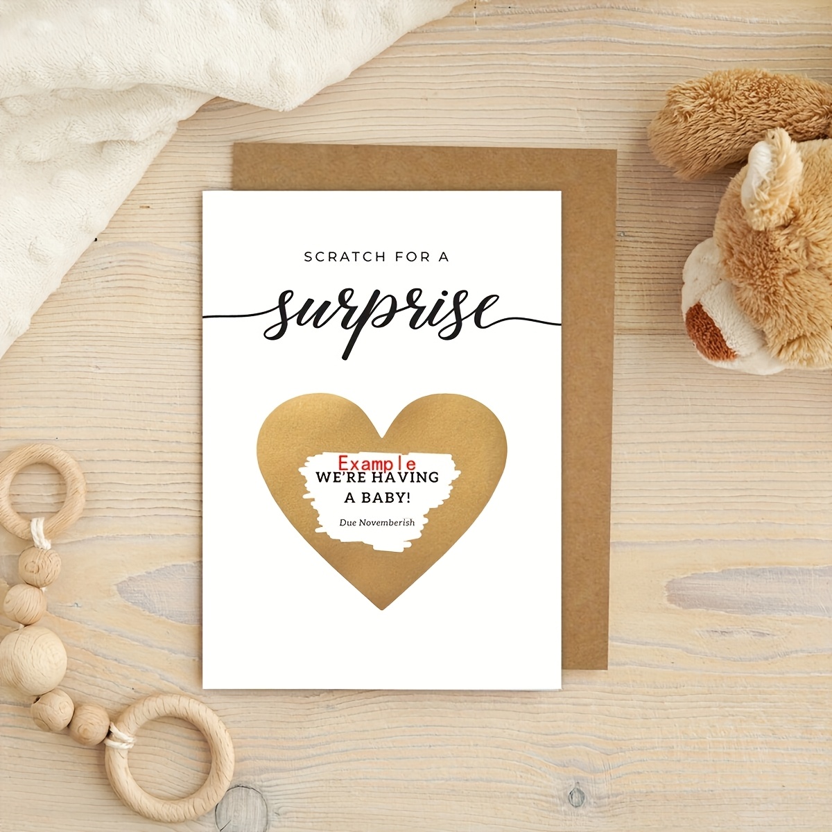 Image of 10set Surprise Scratch Off Cards With Heart Shaped Stickers And Envelopes, Surprise Announcement Cards, Scratch Off Pregnancy Announcement Cards, Birthday Gift Cards