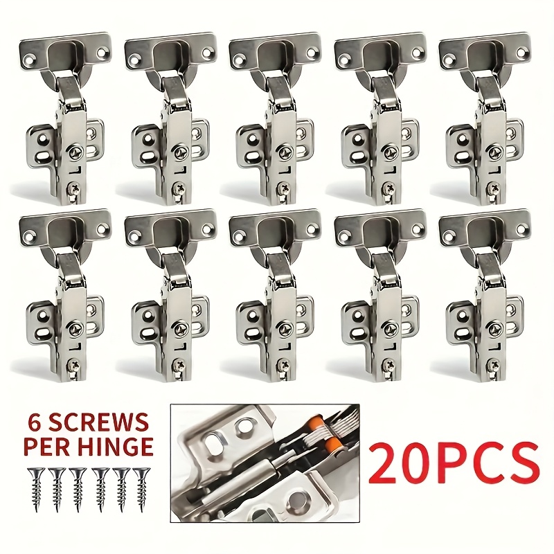 TEMU Heavy-duty Cabinet Hinges With Buffer - , Cold-rolled Construction, Matte Metallic End - For Wardrobes, Cabinets, Doors - With Included Screws