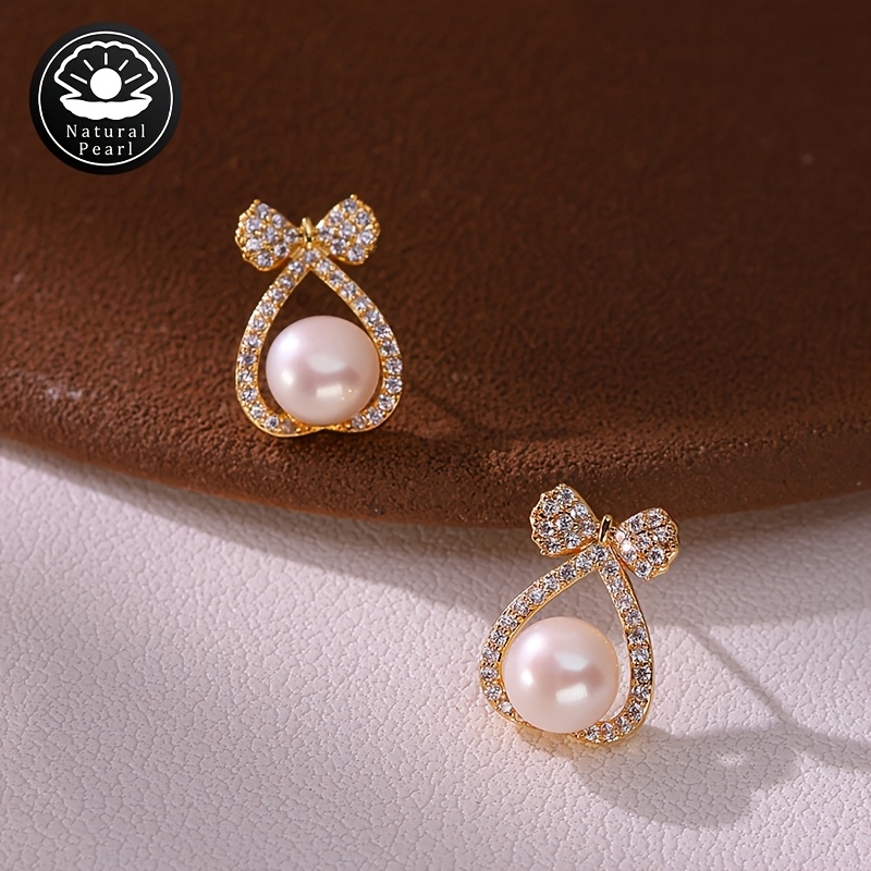 Women's Natural Freshwater Pearls Earrings, Unique Gift Set
