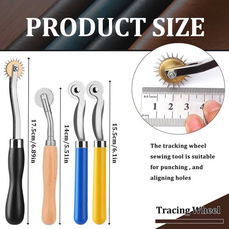 Set Of 4 Tracing Wheel Tools, Designed For Marking Stitches, Ideal For Sewing Patterns, Tracing Paper, And Leather Crafting