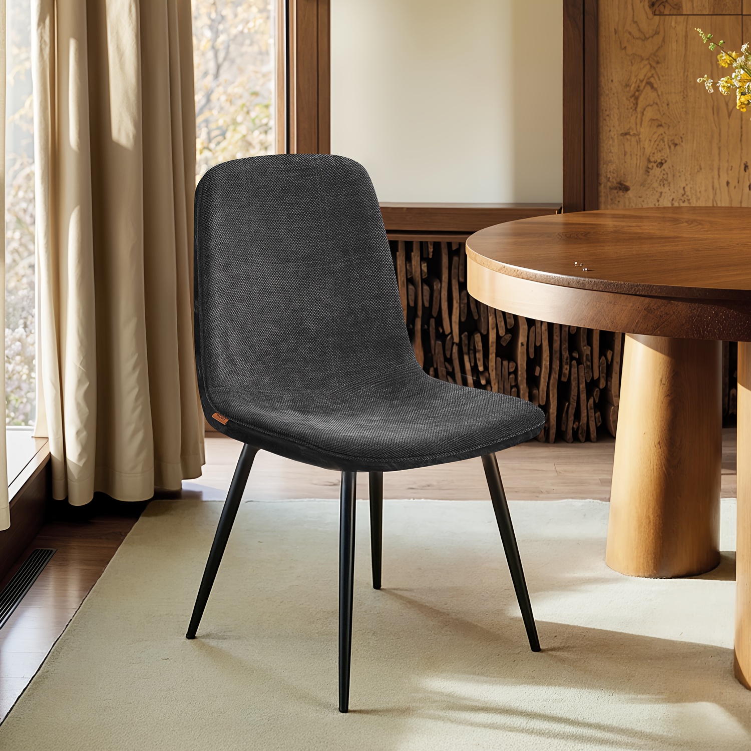 Image of Ideal For Kitchen Use, This Set Of 4 Dining Chairs Features Upholstered Seats, Steel Legs, Adjustable Feet, And From Easy-to- Material. The And Is Complemented By Slate Gray Chenille Fabric