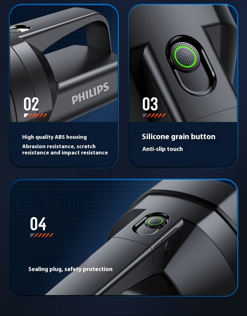 Philips Rechargeable Battery Flashlight, Ultra-Long Life, High Capacity, Portable Spotlight for Outdoor and Emergency Lighting