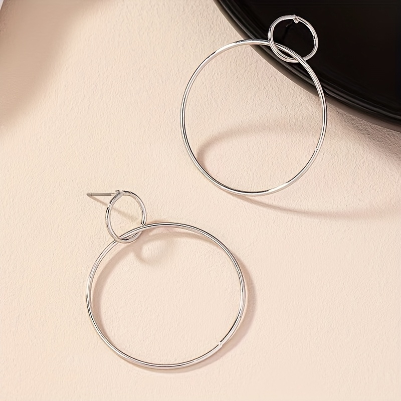 TEMU Pendientes Geométricos de , Diseño de , , Combinación , Moda Fácil, Ideal para el Desplazamiento al Trabajo