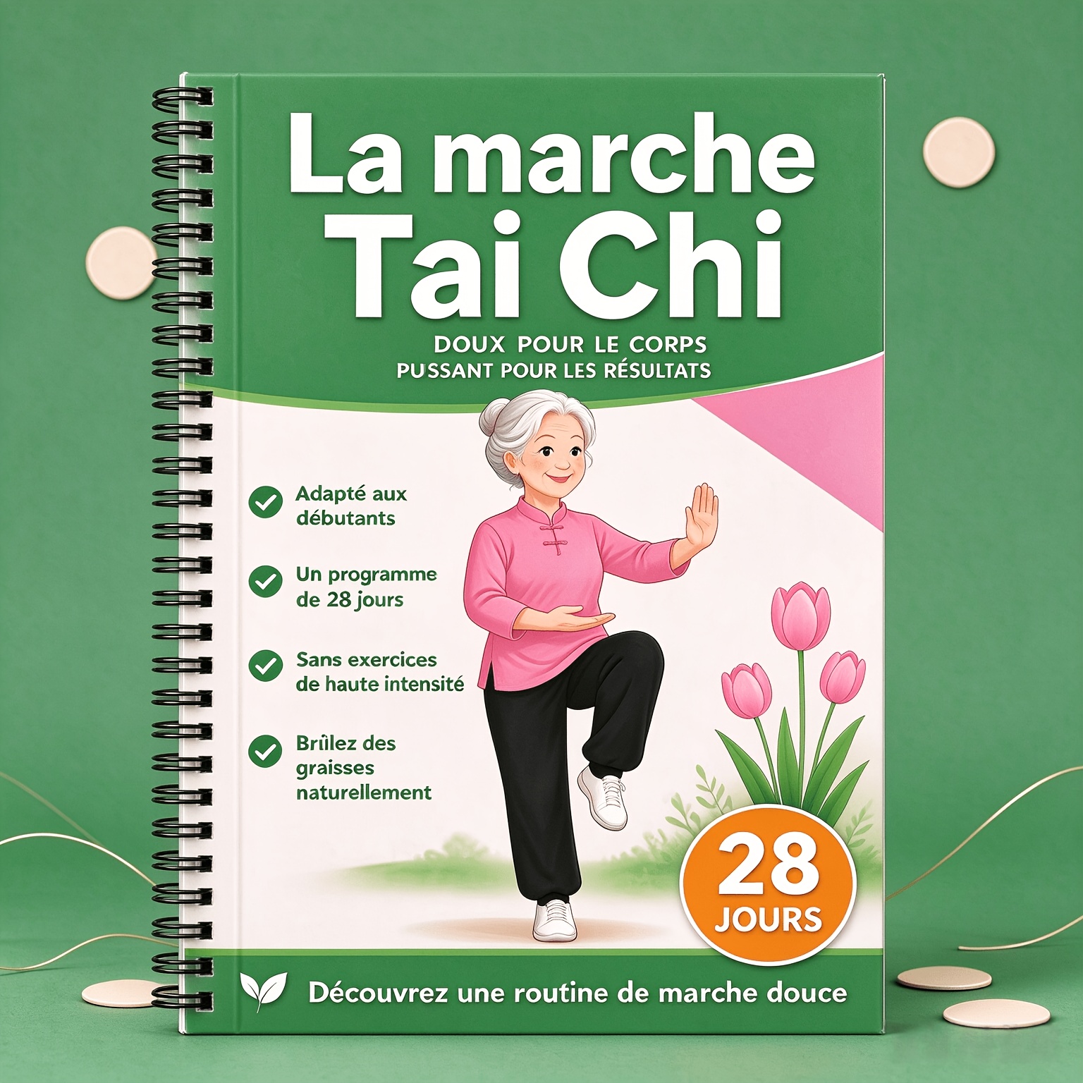 TEMU Livre de plan de fitness de marche Tai Chi français et japonais pour parents âgés, seniors - d'exercices à spirale avec routines d'entraînement