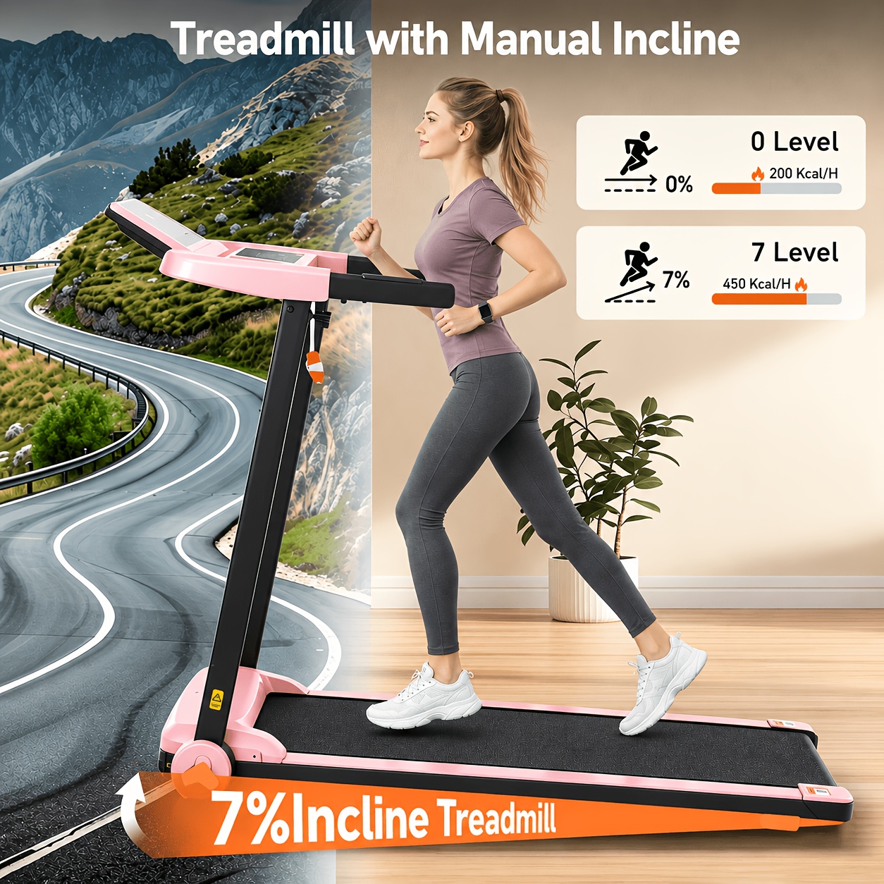 Image of Advanced Folding Treadmill, 12 Programs, 3 Exercise , Usb Charging, Heart Rate Monitor, Home Fitness Equipment For Aerobic Exercise Training And Fat Burning, Without Battery