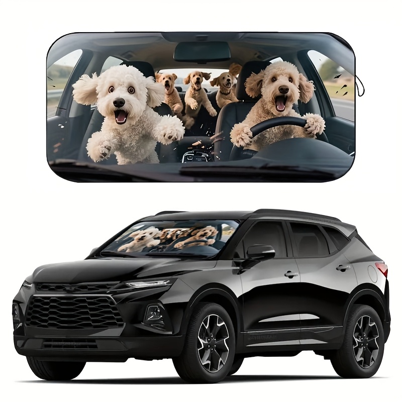 1pc cute puppy car sunshade fashion womens sun visor made of polyester fiber suitable for   car front windshields with insulation and privacy protection keeping   cool foldable for  