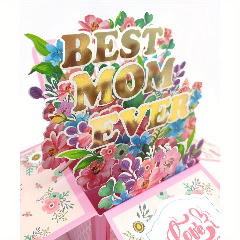 

1pc 3d Pop Up Greeting Card For Mom, Day Pop-up Greeting Card, Birthday Card For Mom, Laser Cut Paper Decoration Ornament, Day Gift, Best For Mom