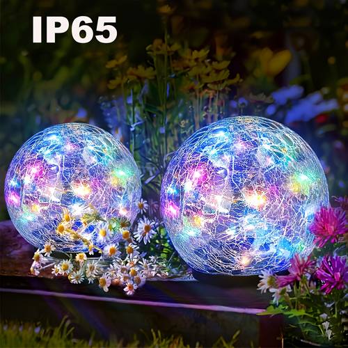 solar garden led glass ball light cracked glass projection decoration warm and colorful atmosphere fantasy tale courtyard lawn tabletop holiday event decoration gift